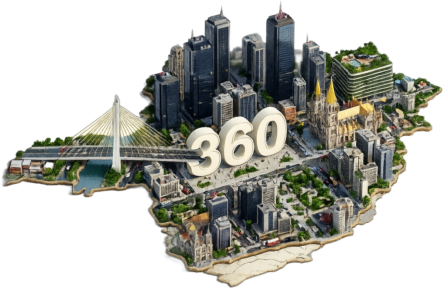 Maquete 3D de Minas Gerais com o 360 — ecossistema Inteligência Municipal 360